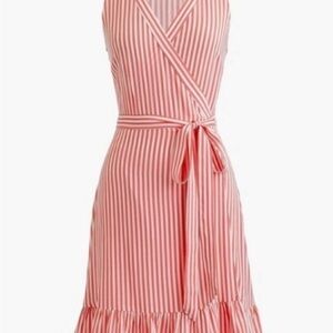 Peachy/coral striped J.Crew wrap dress